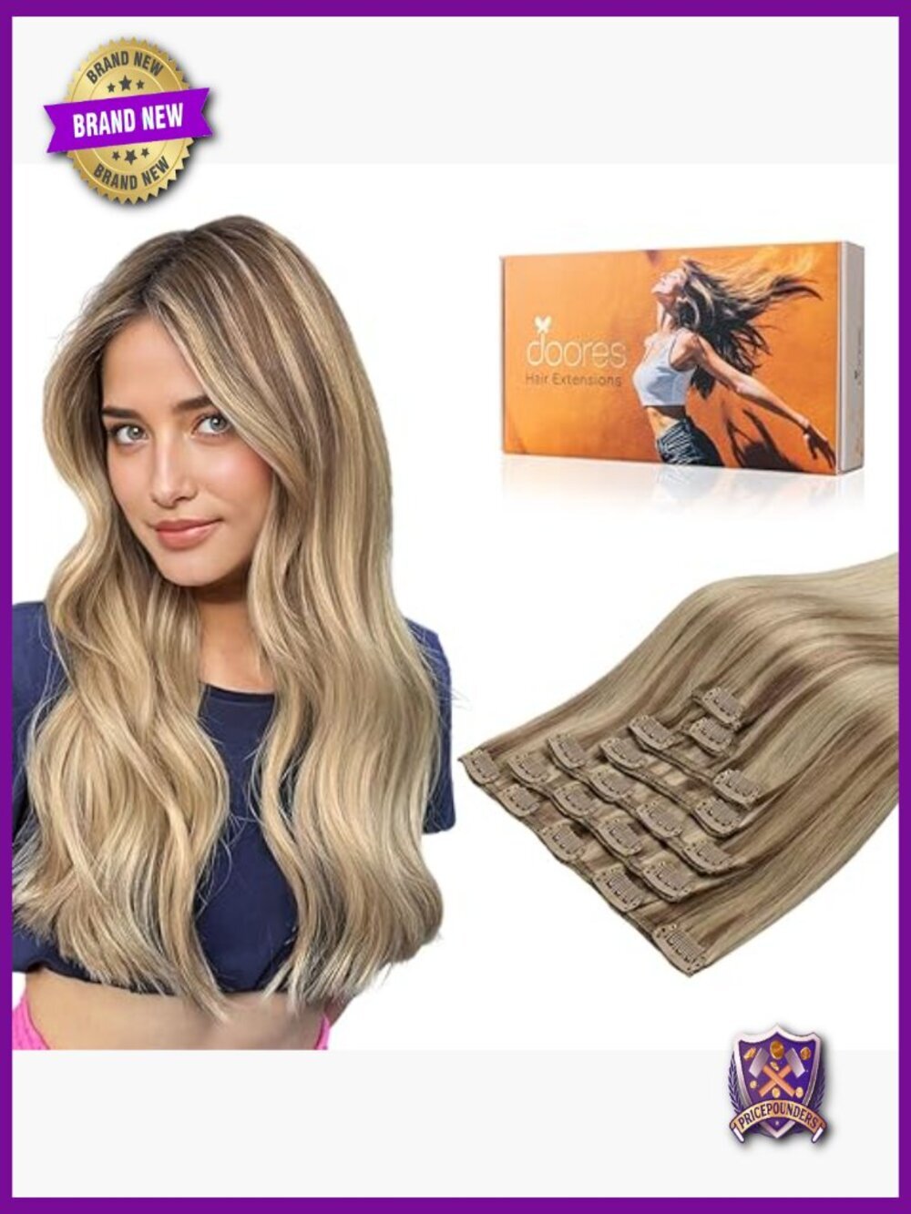 18 Inch Clip in Human Hair Extensions, 120g 7pcs Straight Weft